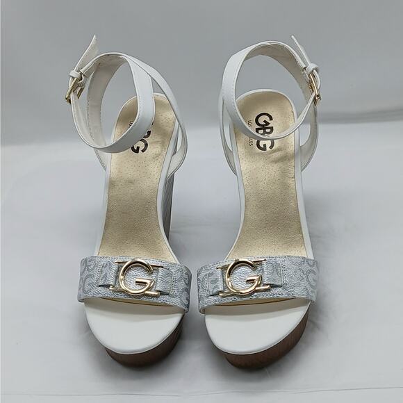 GBG Los Angeles Selah Platform Shoes Womens 8.5M White Faux Leather Sandals - Picture 4 of 14